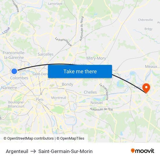 Argenteuil to Saint-Germain-Sur-Morin map