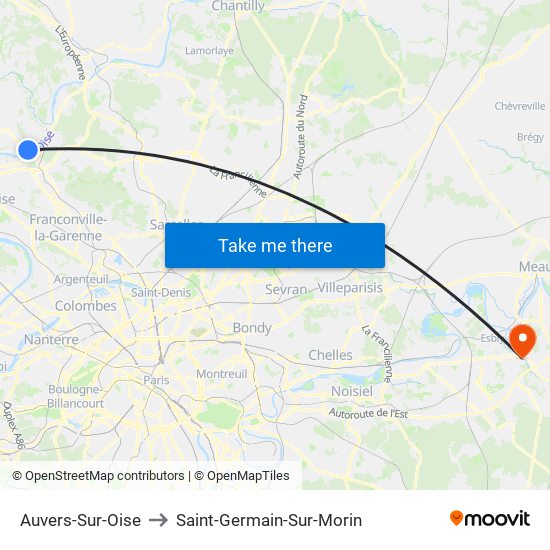 Auvers-Sur-Oise to Saint-Germain-Sur-Morin map