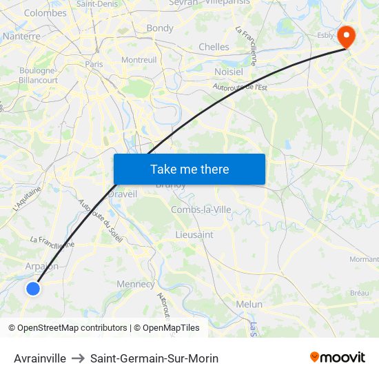 Avrainville to Saint-Germain-Sur-Morin map