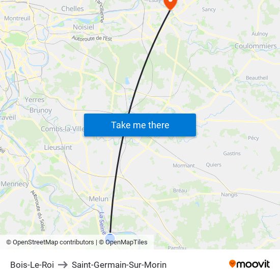 Bois-Le-Roi to Saint-Germain-Sur-Morin map