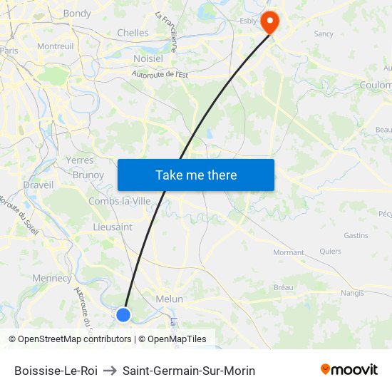 Boissise-Le-Roi to Saint-Germain-Sur-Morin map