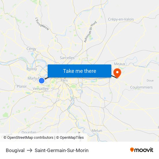 Bougival to Saint-Germain-Sur-Morin map