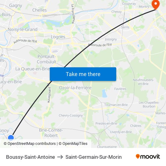 Boussy-Saint-Antoine to Saint-Germain-Sur-Morin map