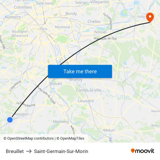 Breuillet to Saint-Germain-Sur-Morin map