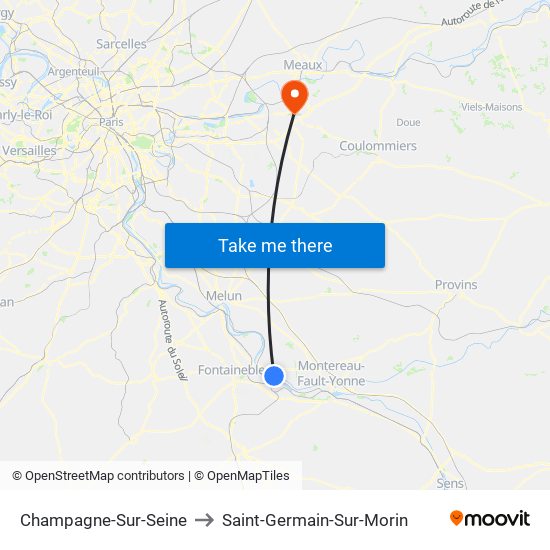 Champagne-Sur-Seine to Saint-Germain-Sur-Morin map