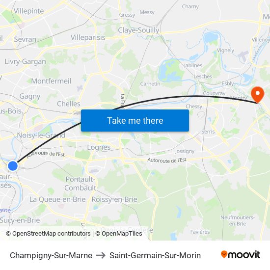 Champigny-Sur-Marne to Saint-Germain-Sur-Morin map