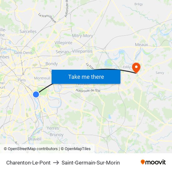 Charenton-Le-Pont to Saint-Germain-Sur-Morin map