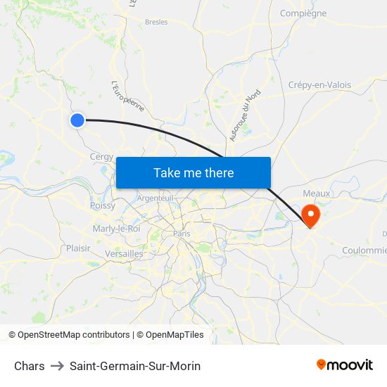 Chars to Saint-Germain-Sur-Morin map