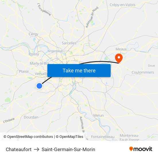 Chateaufort to Saint-Germain-Sur-Morin map