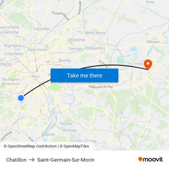 Chatillon to Saint-Germain-Sur-Morin map