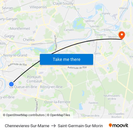 Chennevieres-Sur-Marne to Saint-Germain-Sur-Morin map