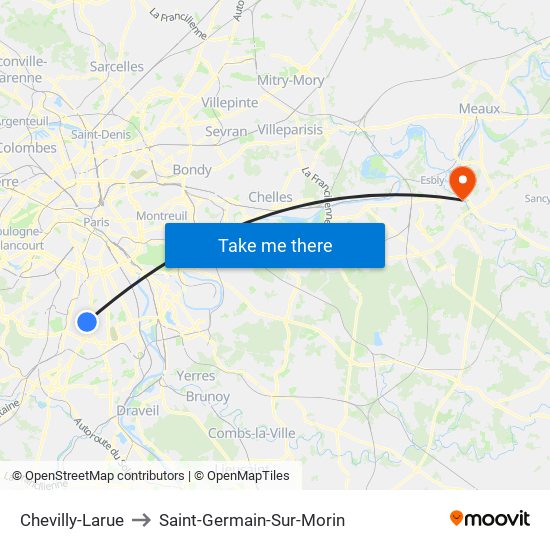 Chevilly-Larue to Saint-Germain-Sur-Morin map