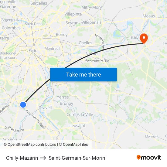 Chilly-Mazarin to Saint-Germain-Sur-Morin map