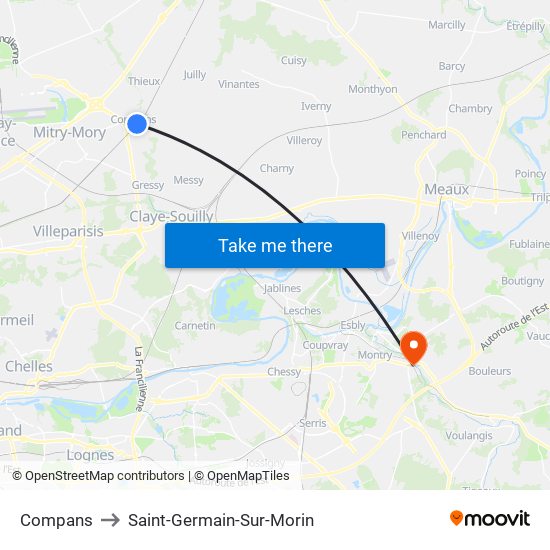 Compans to Saint-Germain-Sur-Morin map
