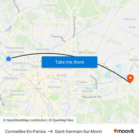 Cormeilles-En-Parisis to Saint-Germain-Sur-Morin map