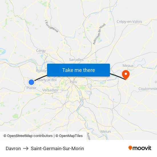 Davron to Saint-Germain-Sur-Morin map