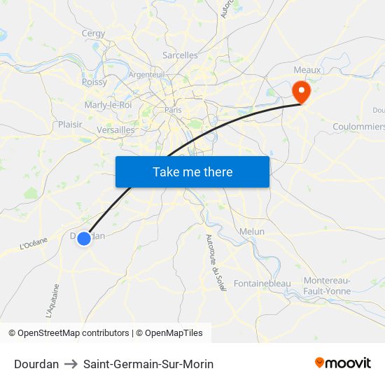 Dourdan to Saint-Germain-Sur-Morin map