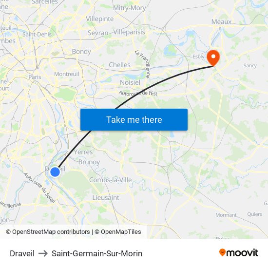 Draveil to Saint-Germain-Sur-Morin map