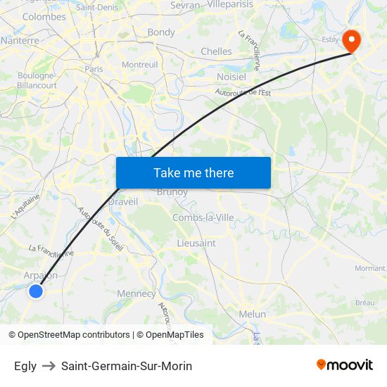 Egly to Saint-Germain-Sur-Morin map