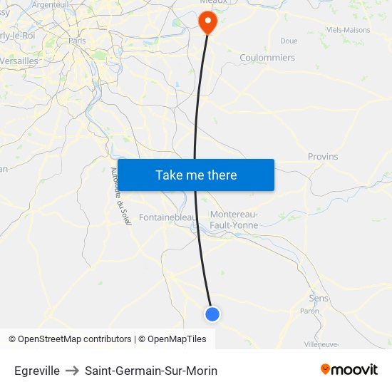 Egreville to Saint-Germain-Sur-Morin map