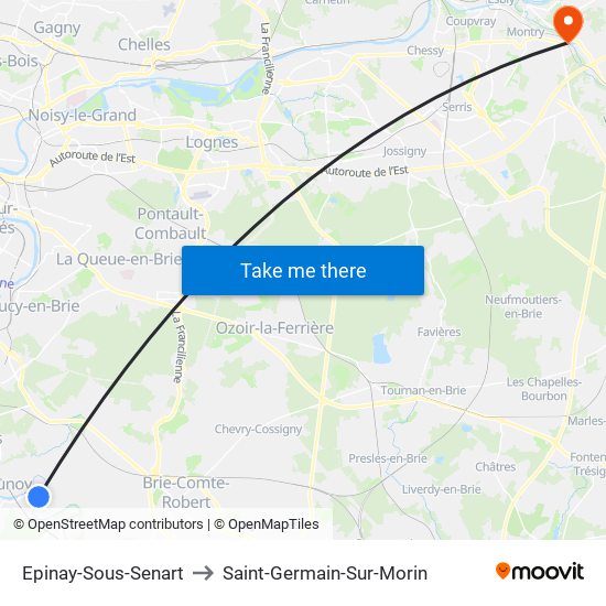 Epinay-Sous-Senart to Saint-Germain-Sur-Morin map