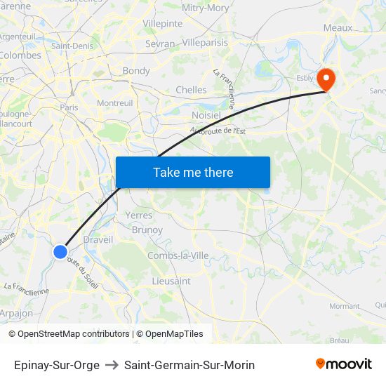Epinay-Sur-Orge to Saint-Germain-Sur-Morin map