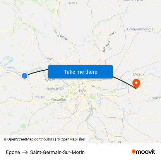 Epone to Saint-Germain-Sur-Morin map