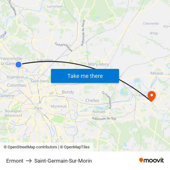 Ermont to Saint-Germain-Sur-Morin map