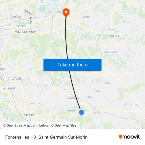 Fontenailles to Saint-Germain-Sur-Morin map