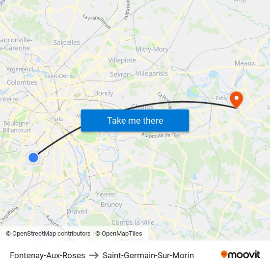 Fontenay-Aux-Roses to Saint-Germain-Sur-Morin map