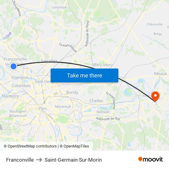 Franconville to Saint-Germain-Sur-Morin map