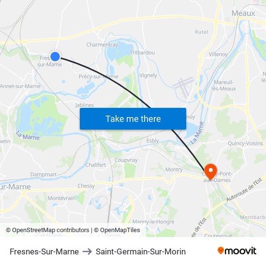 Fresnes-Sur-Marne to Saint-Germain-Sur-Morin map