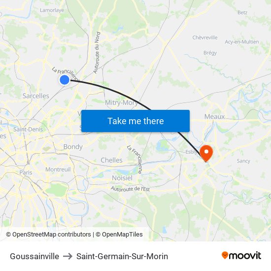 Goussainville to Saint-Germain-Sur-Morin map