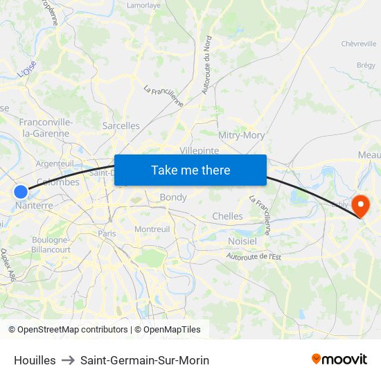 Houilles to Saint-Germain-Sur-Morin map