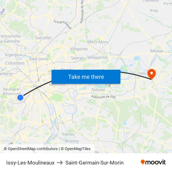 Issy-Les-Moulineaux to Saint-Germain-Sur-Morin map