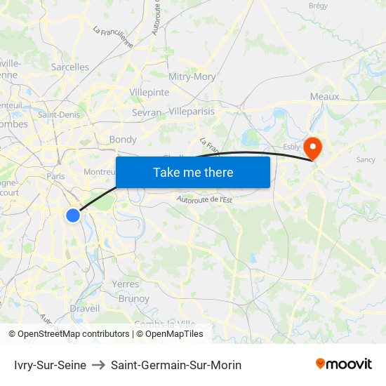 Ivry-Sur-Seine to Saint-Germain-Sur-Morin map