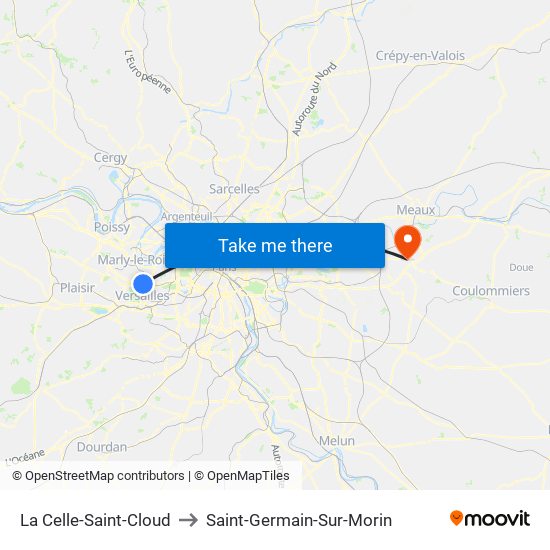 La Celle-Saint-Cloud to Saint-Germain-Sur-Morin map
