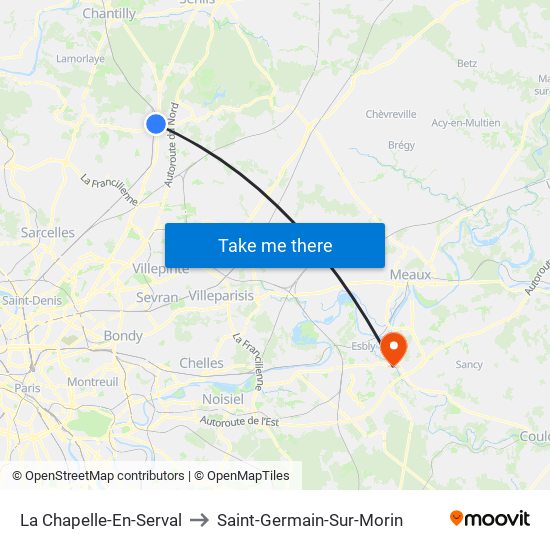 La Chapelle-En-Serval to Saint-Germain-Sur-Morin map