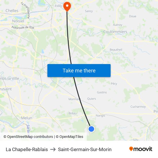 La Chapelle-Rablais to Saint-Germain-Sur-Morin map