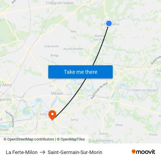 La Ferte-Milon to Saint-Germain-Sur-Morin map