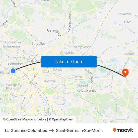 La Garenne-Colombes to Saint-Germain-Sur-Morin map
