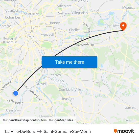 La Ville-Du-Bois to Saint-Germain-Sur-Morin map