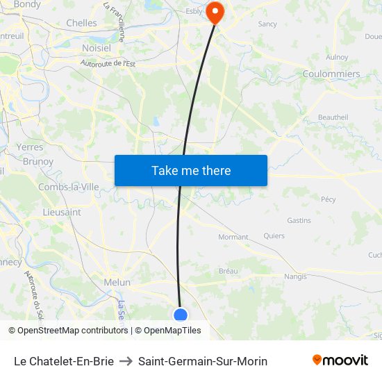 Le Chatelet-En-Brie to Saint-Germain-Sur-Morin map