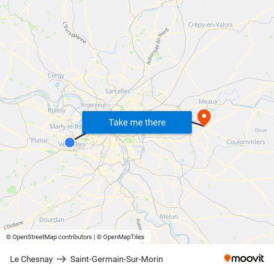 Le Chesnay to Saint-Germain-Sur-Morin map