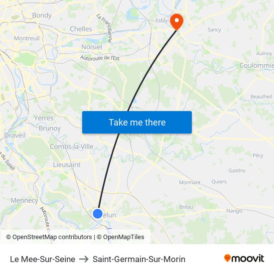 Le Mee-Sur-Seine to Saint-Germain-Sur-Morin map