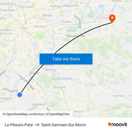 Le Plessis-Pate to Saint-Germain-Sur-Morin map