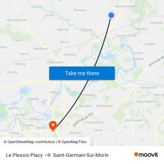 Le Plessis-Placy to Saint-Germain-Sur-Morin map