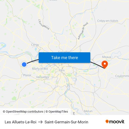 Les Alluets-Le-Roi to Saint-Germain-Sur-Morin map