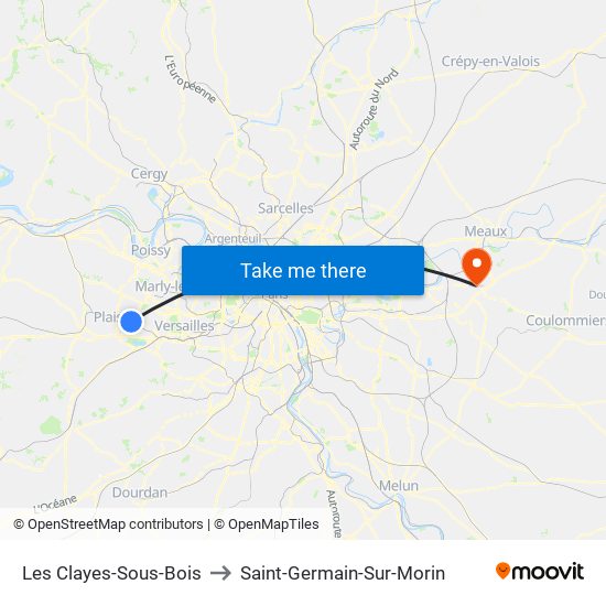 Les Clayes-Sous-Bois to Saint-Germain-Sur-Morin map