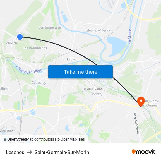 Lesches to Saint-Germain-Sur-Morin map